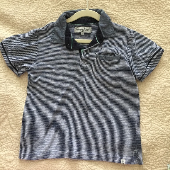 Boys Navy & White Striped Polo Size 5 - Picture 1 of 3
